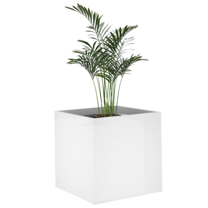 Jardinière Blanc brillant 40x40x40 cm Bois d'ingénierie – Image 2