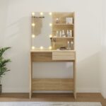 Coiffeuse avec LED chêne sonoma 74,5x40x141cm bois d'ingénierie – Image 10