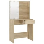Coiffeuse avec LED chêne sonoma 74,5x40x141cm bois d'ingénierie – Image 11