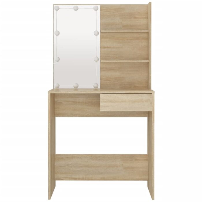 Coiffeuse avec LED chêne sonoma 74,5x40x141cm bois d'ingénierie – Image 12