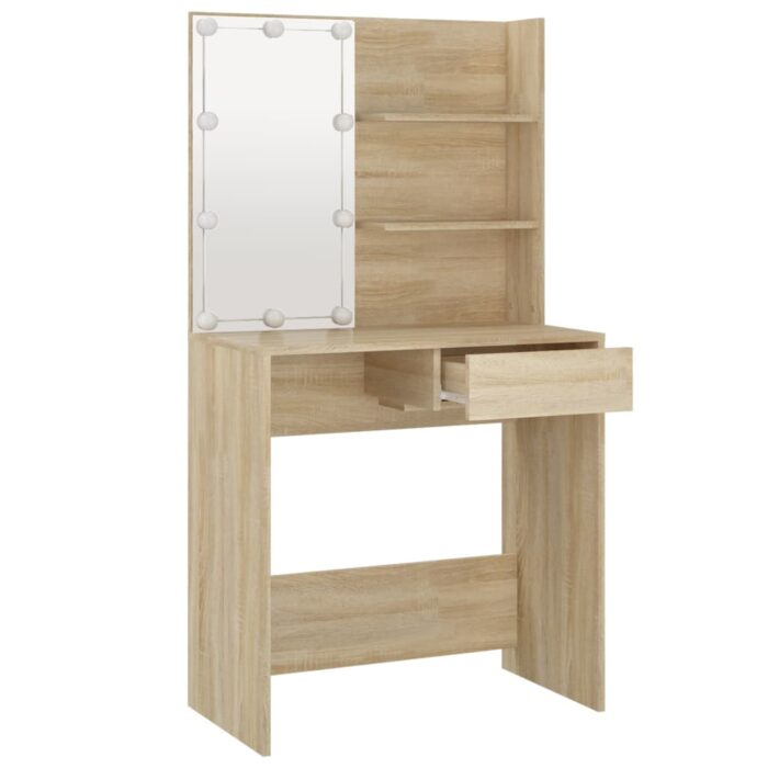 Coiffeuse avec LED chêne sonoma 74,5x40x141cm bois d'ingénierie – Image 2