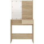 Coiffeuse avec LED chêne sonoma 74,5x40x141cm bois d'ingénierie – Image 3