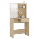Coiffeuse avec LED chêne sonoma 74,5x40x141cm bois d'ingénierie – Image 9