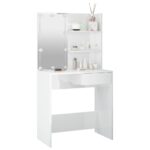 Coiffeuse avec LED Blanc brillant 74,5x40x141 cm – Image 10