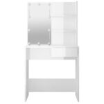 Coiffeuse avec LED Blanc brillant 74,5x40x141 cm – Image 12