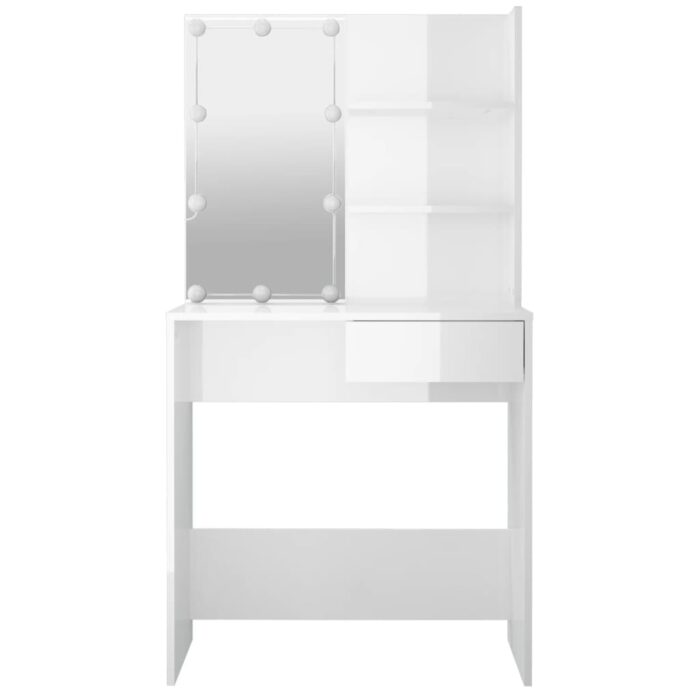 Coiffeuse avec LED Blanc brillant 74,5x40x141 cm – Image 12