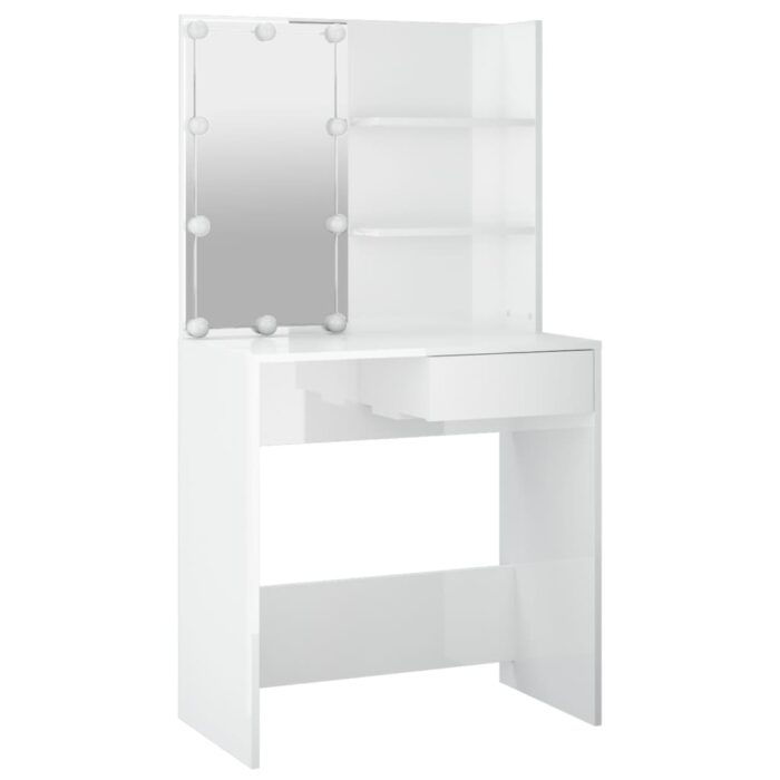 Coiffeuse avec LED Blanc brillant 74,5x40x141 cm – Image 2