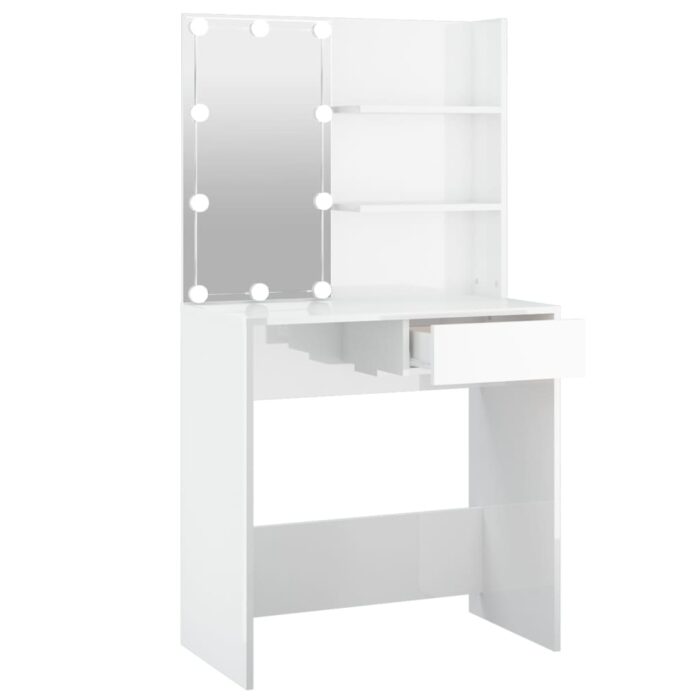 Coiffeuse avec LED Blanc brillant 74,5x40x141 cm – Image 3