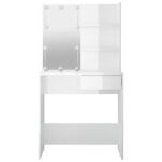 Coiffeuse avec LED Blanc brillant 74,5x40x141 cm – Image 4