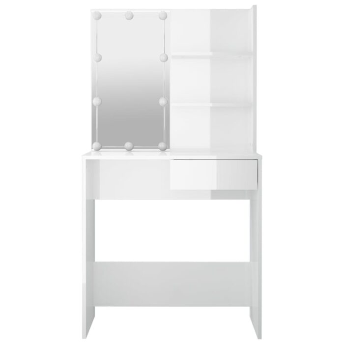 Coiffeuse avec LED Blanc brillant 74,5x40x141 cm – Image 4
