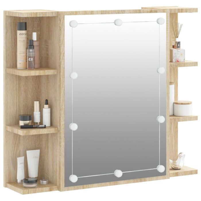 Armoire à miroir avec LED Chêne sonoma 70x16,5x60 cm – Image 4