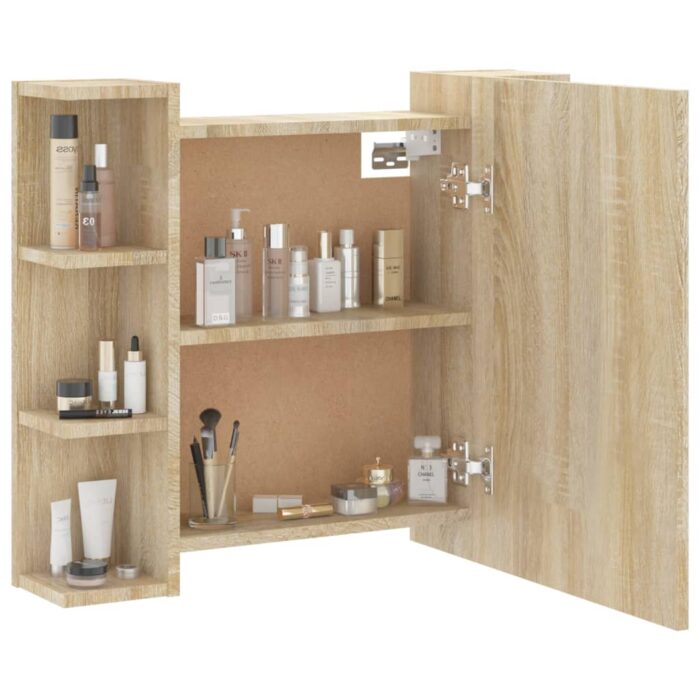 Armoire à miroir avec LED Chêne sonoma 70x16,5x60 cm – Image 5