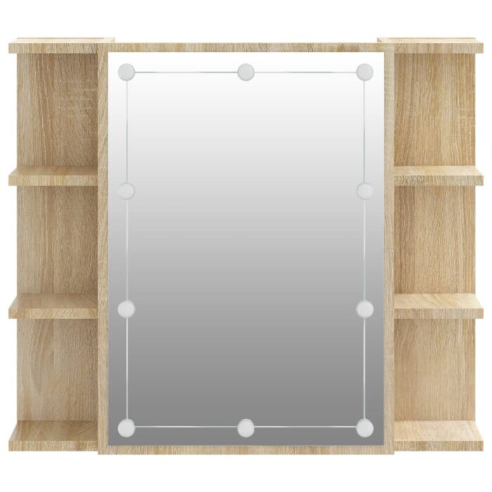 Armoire à miroir avec LED Chêne sonoma 70x16,5x60 cm – Image 6