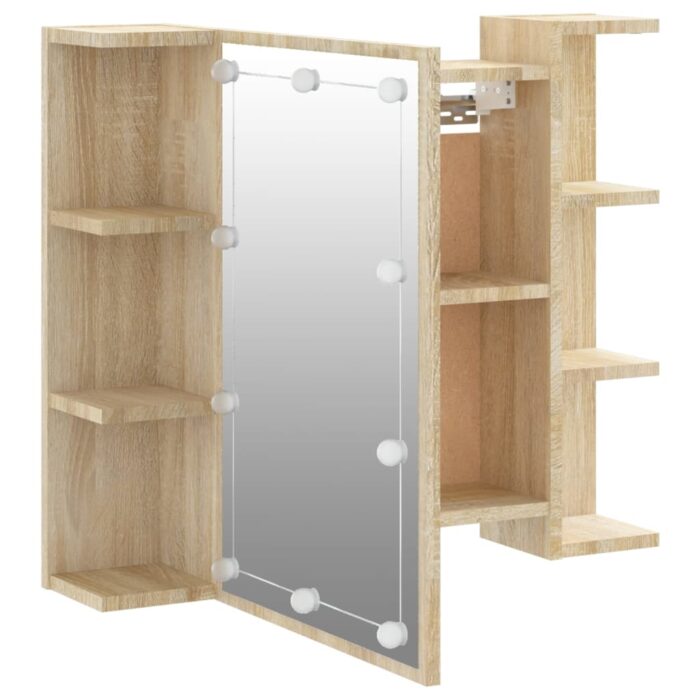 Armoire à miroir avec LED Chêne sonoma 70x16,5x60 cm – Image 8