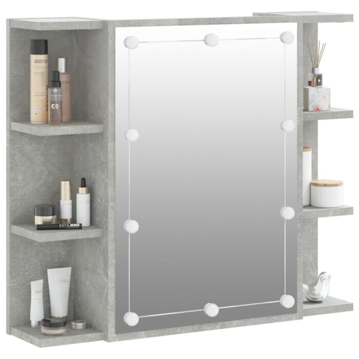 Armoire à miroir avec LED Gris béton 70x16,5x60 cm – Image 4