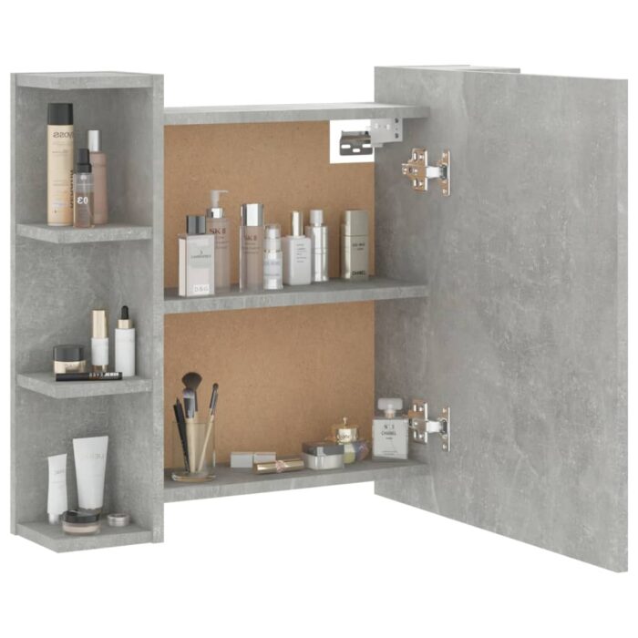 Armoire à miroir avec LED Gris béton 70x16,5x60 cm – Image 5