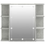 Armoire à miroir avec LED Gris béton 70x16,5x60 cm – Image 6