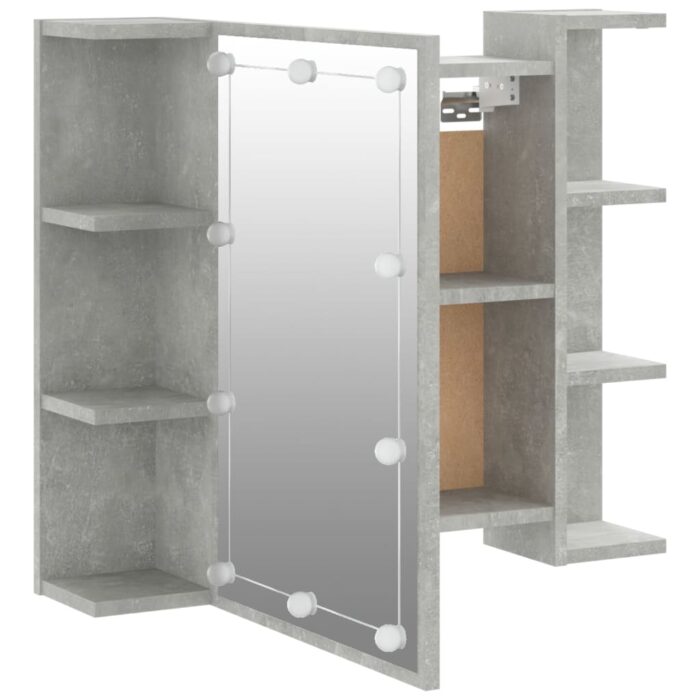 Armoire à miroir avec LED Gris béton 70x16,5x60 cm – Image 8