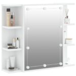 Armoire à miroir avec LED Blanc brillant 70x16,5x60 cm – Image 4