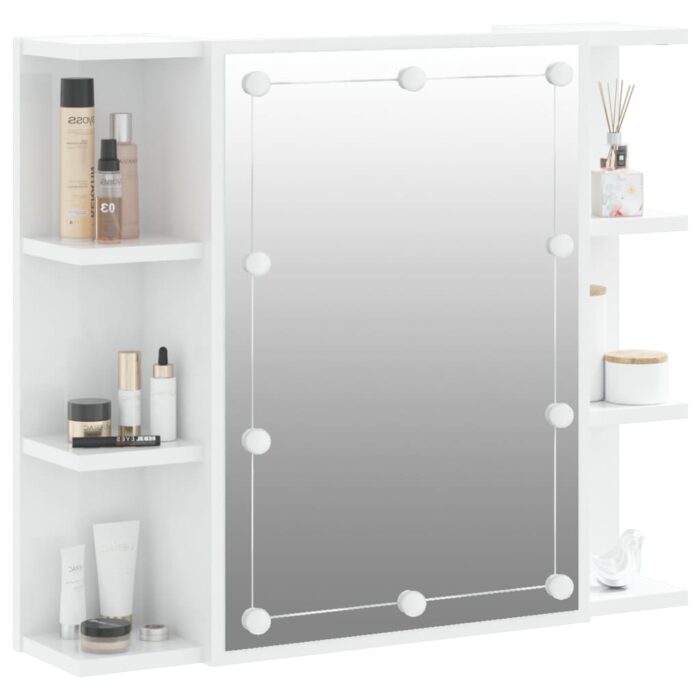 Armoire à miroir avec LED Blanc brillant 70x16,5x60 cm – Image 4