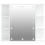 Armoire à miroir avec LED Blanc brillant 70x16,5x60 cm – Image 6