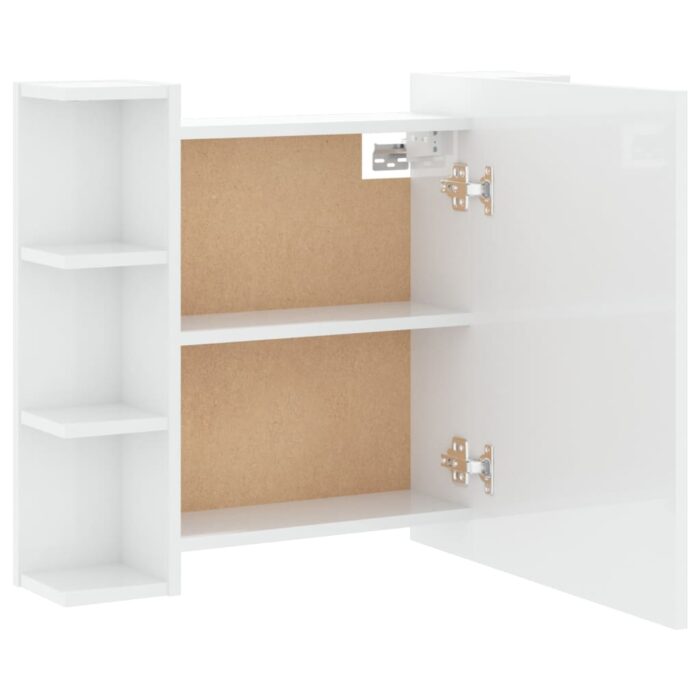 Armoire à miroir avec LED Blanc brillant 70x16,5x60 cm – Image 9