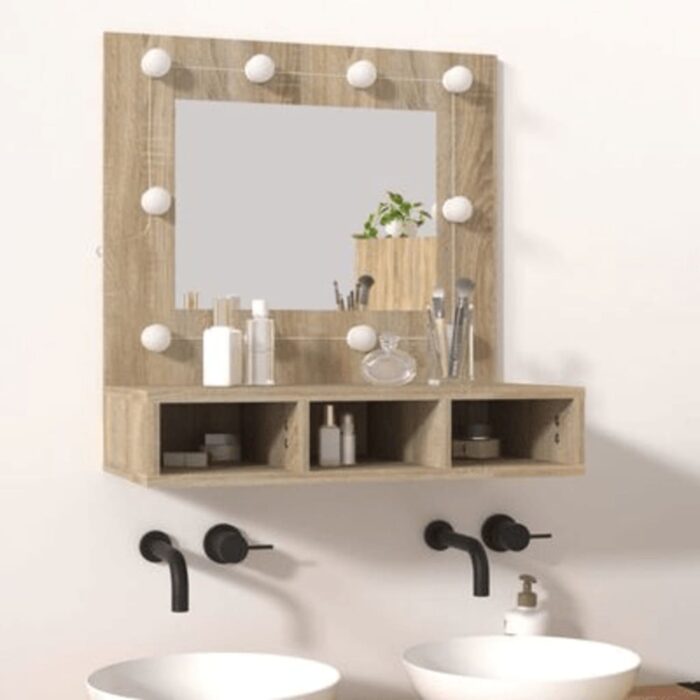 Armoire de miroir avec LED Chêne sonoma 60x31,5x62 cm – Image 11