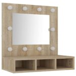 Armoire de miroir avec LED Chêne sonoma 60x31,5x62 cm – Image 2