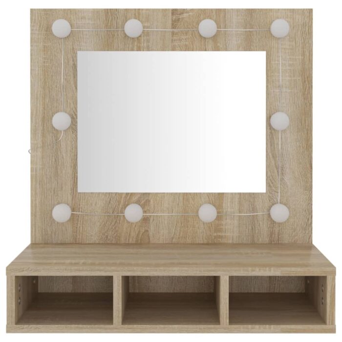 Armoire de miroir avec LED Chêne sonoma 60x31,5x62 cm – Image 3