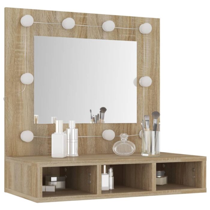 Armoire de miroir avec LED Chêne sonoma 60x31,5x62 cm – Image 9