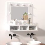 Armoire à miroir avec LED Blanc brillant 60x31,5x62 cm – Image 11