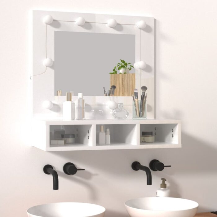 Armoire à miroir avec LED Blanc brillant 60x31,5x62 cm – Image 11
