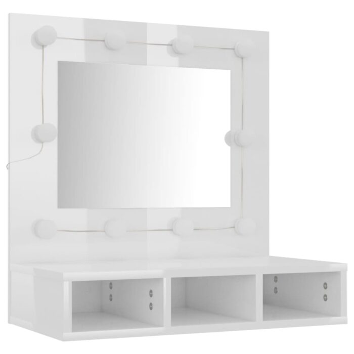 Armoire à miroir avec LED Blanc brillant 60x31,5x62 cm – Image 2