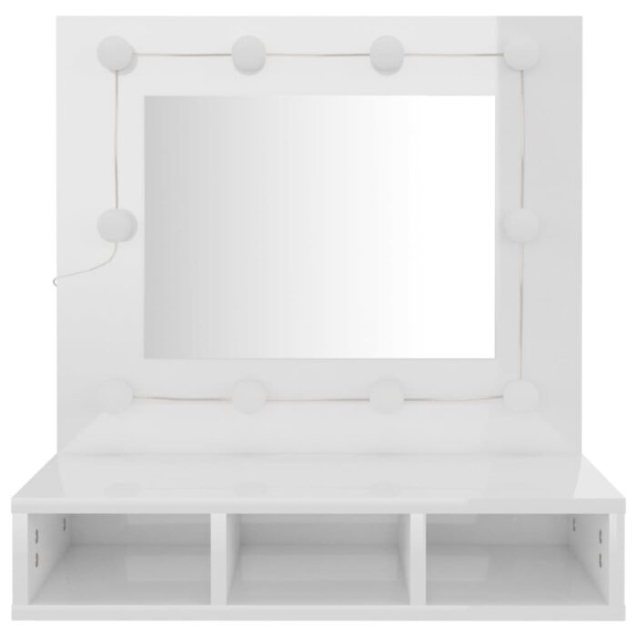 Armoire à miroir avec LED Blanc brillant 60x31,5x62 cm – Image 3