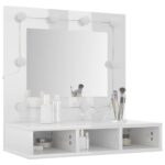 Armoire à miroir avec LED Blanc brillant 60x31,5x62 cm – Image 9