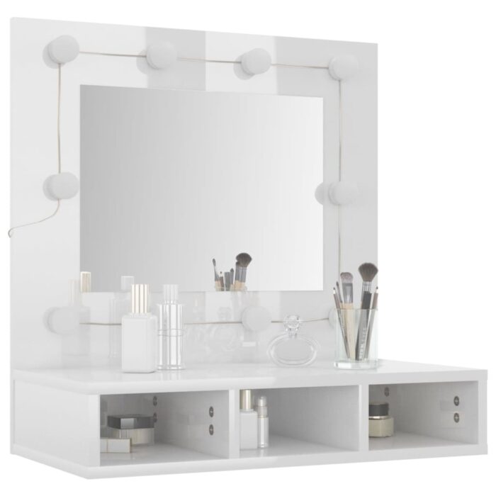 Armoire à miroir avec LED Blanc brillant 60x31,5x62 cm – Image 9