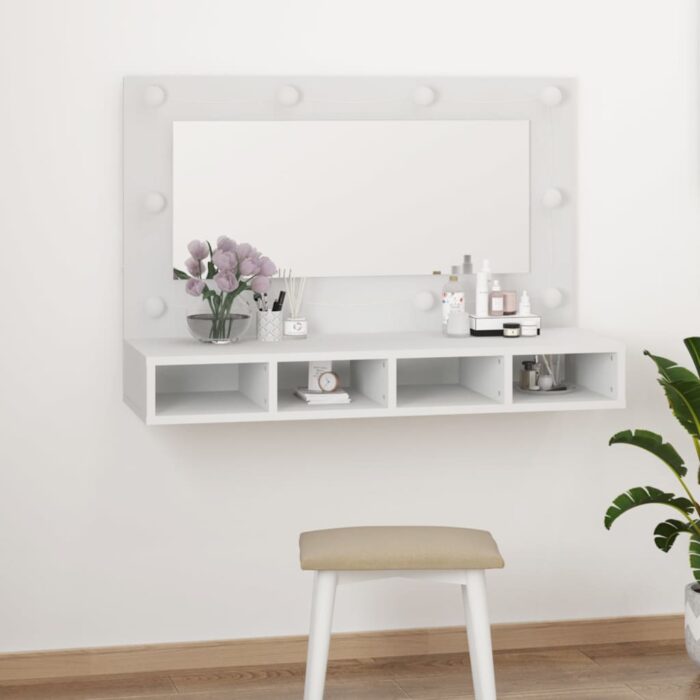 Armoire à miroir avec LED blanc 90x31,5x62 cm – Image 10
