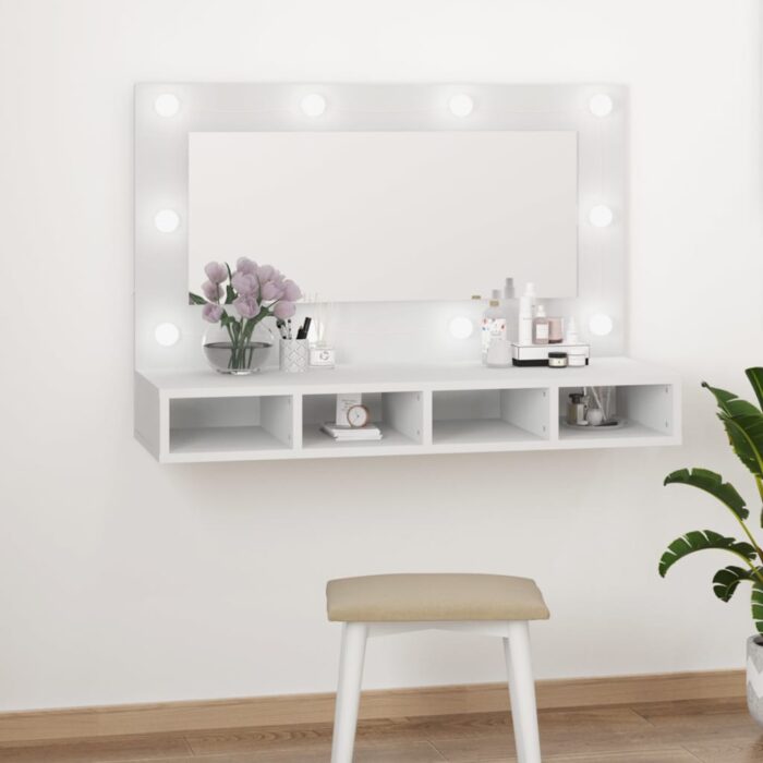 Armoire à miroir avec LED blanc 90x31,5x62 cm – Image 9
