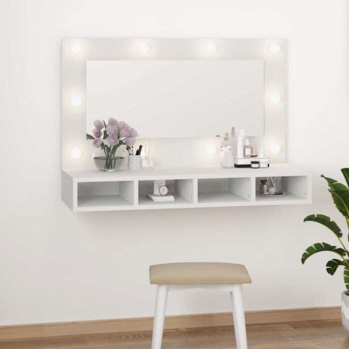 Armoire à miroir avec LED blanc 90x31,5x62 cm – Image 1