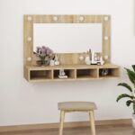 Armoire à miroir avec LED Chêne sonoma 90x31,5x62 cm – Image 10