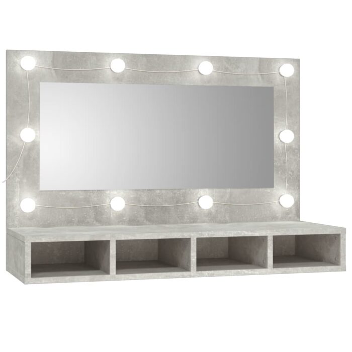Armoire à miroir avec LED Gris béton 90x31,5x62 cm – Image 1