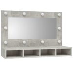 Armoire à miroir avec LED Gris béton 90x31,5x62 cm – Image 2