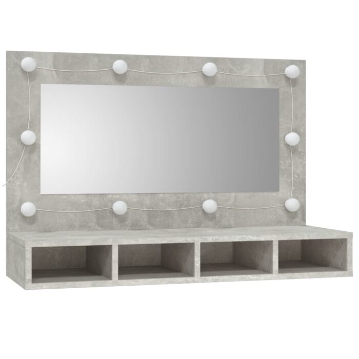 Armoire à miroir avec LED Gris béton 90x31,5x62 cm – Image 2