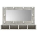 Armoire à miroir avec LED Gris béton 90x31,5x62 cm – Image 3