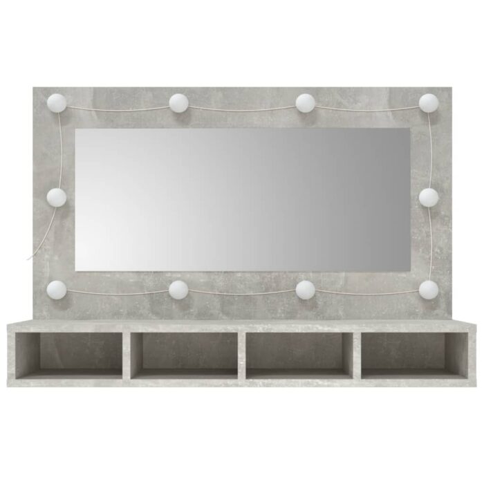 Armoire à miroir avec LED Gris béton 90x31,5x62 cm – Image 3