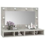 Armoire à miroir avec LED Gris béton 90x31,5x62 cm – Image 9