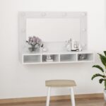 Armoire à miroir avec LED Blanc brillant 90x31,5x62 cm – Image 10
