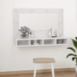 Armoire à miroir avec LED Blanc brillant 90x31,5x62 cm – Image 11