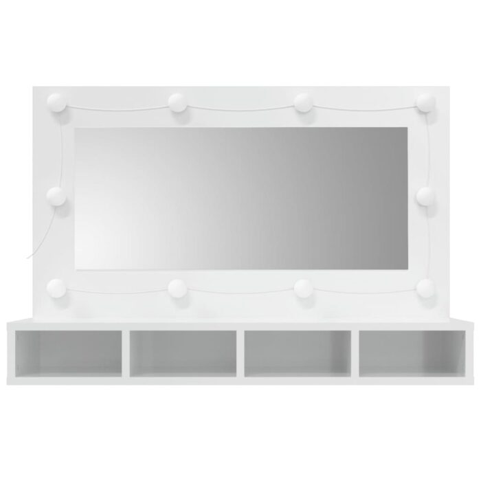Armoire à miroir avec LED Blanc brillant 90x31,5x62 cm – Image 2