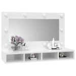 Armoire à miroir avec LED Blanc brillant 90x31,5x62 cm – Image 8